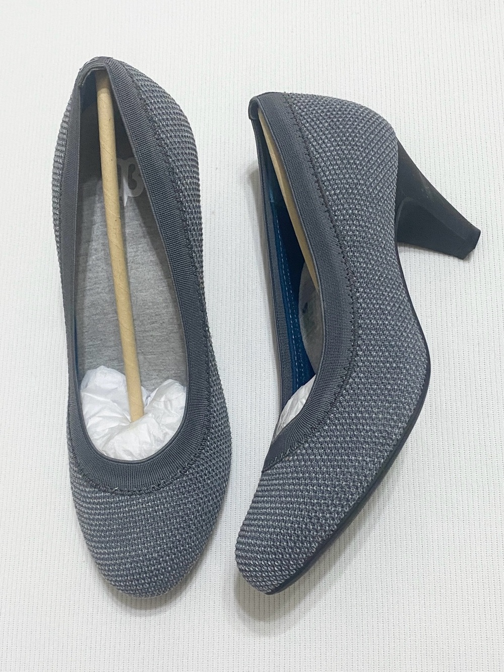 Betabrand Late To The Gate Heel Knit Comfort Pumps Black Gray